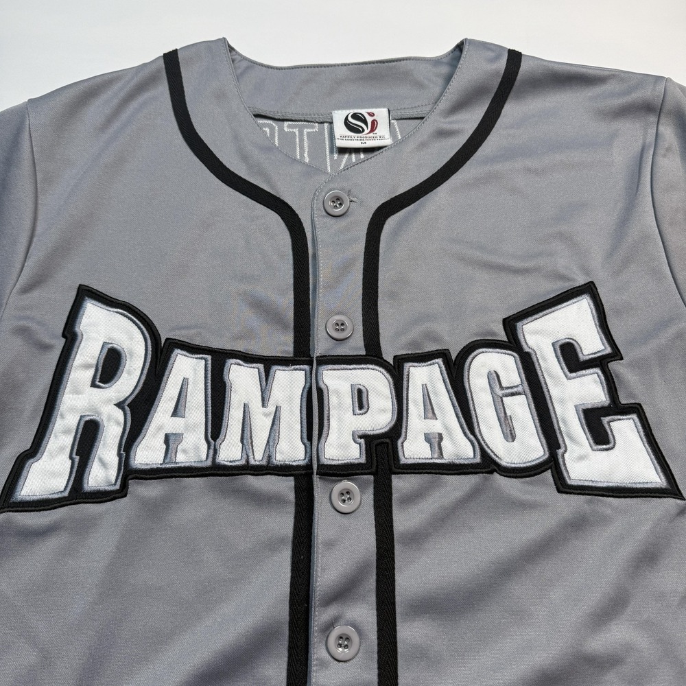 Vintage San Antonio Rampage Baseball Jersey Mens Medium Gray Hockey Button - Picture 3 of 8